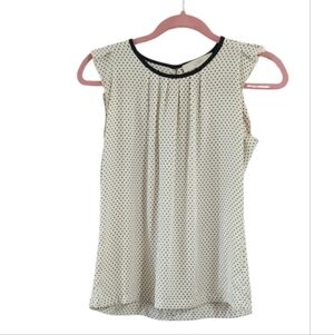 LOFT Cream and Black Polka Dot Blouse